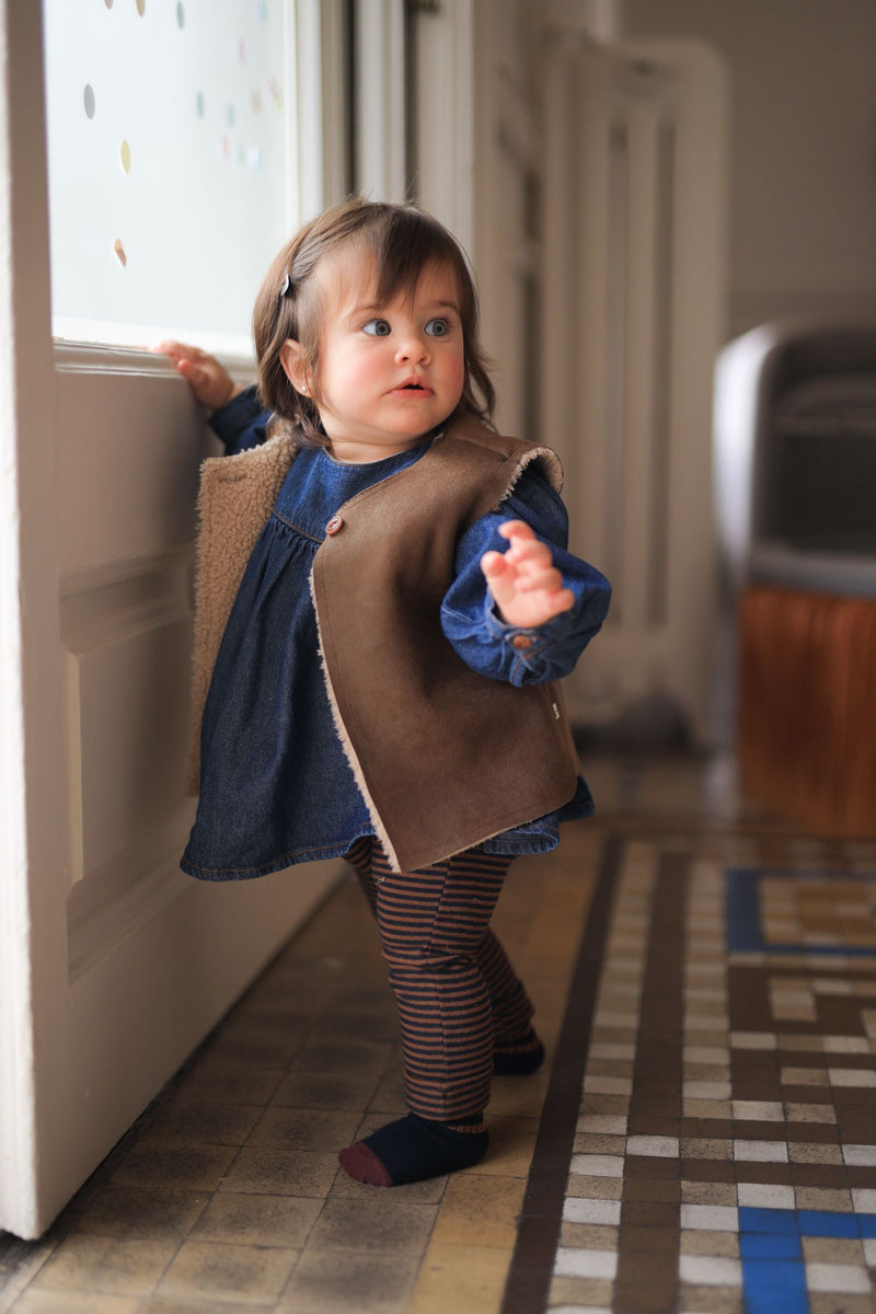 KATJA FAUX FUR vest - brown