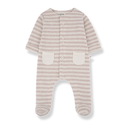 MILO SOFT STRIPED FLEECE jumpsuit w/feet - nude (light pink)