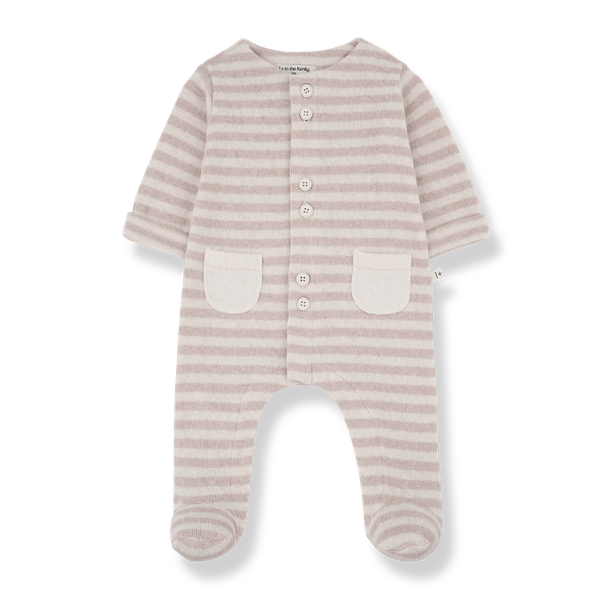 MILO SOFT STRIPED FLEECE jumpsuit w/feet - nude (light pink)