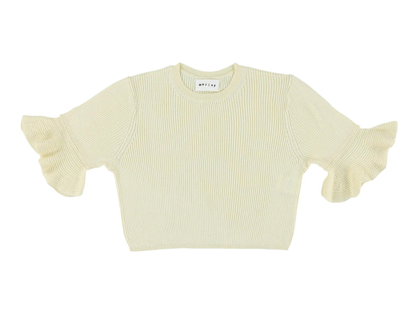 WALESKA SHINY CROPPED FITTED GIRLS PULLover - CREAM