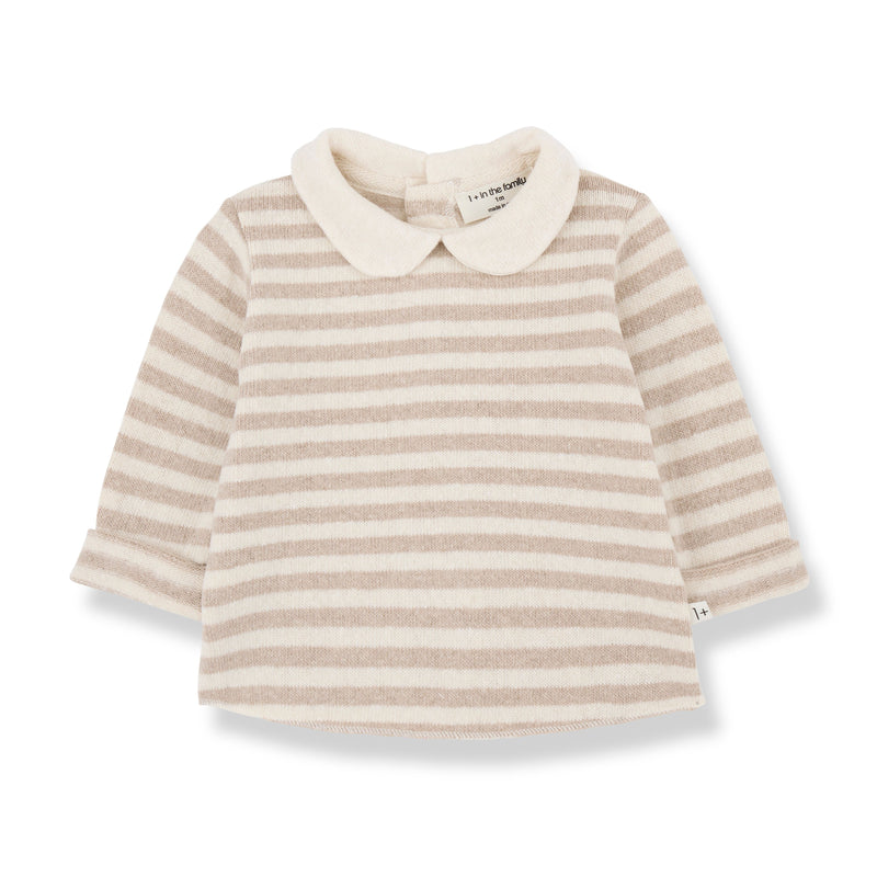 ALIZEE SOFT STRIPED FLEECE blouse - nude