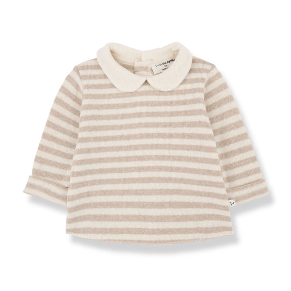 ALIZEE SOFT STRIPED FLEECE blouse - beige