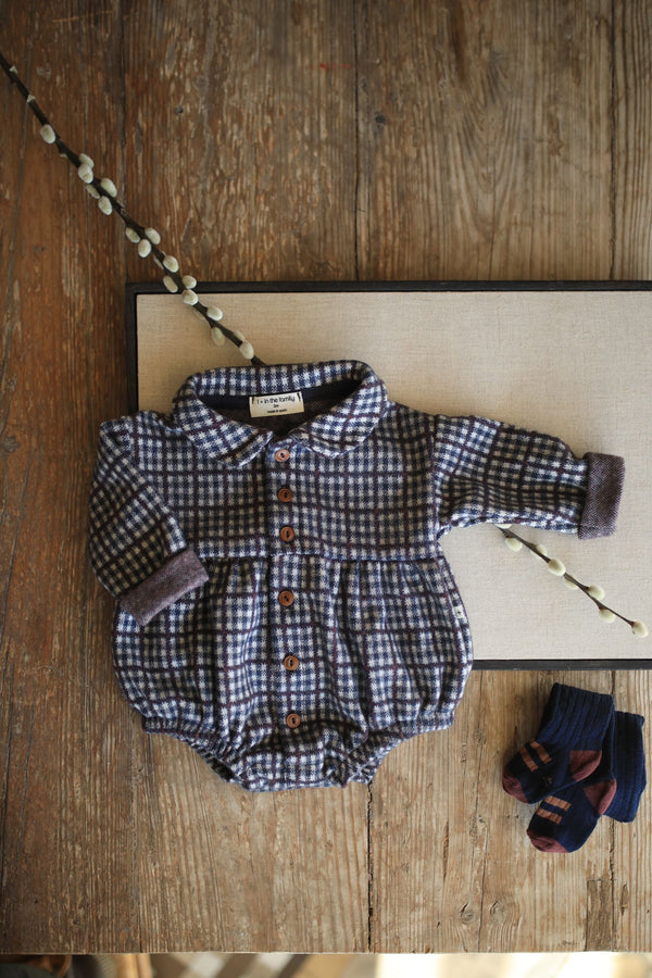 MORITZ CHECK FLEECE romper - dark-blue