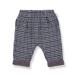 SIMON CHECK FLEECE pants - dark-blue