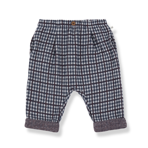 SIMON CHECK FLEECE pants - dark-blue