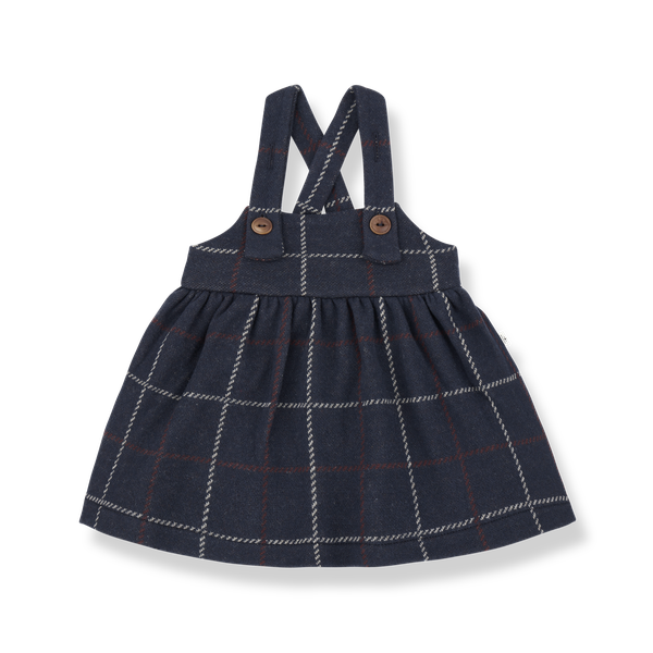 NINA BIG CHECK FLEECE overall skirt - dark-blue