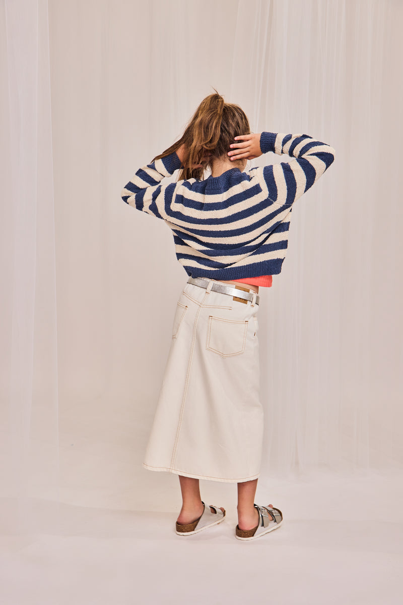 chock striped c-neck 000760 - indigo