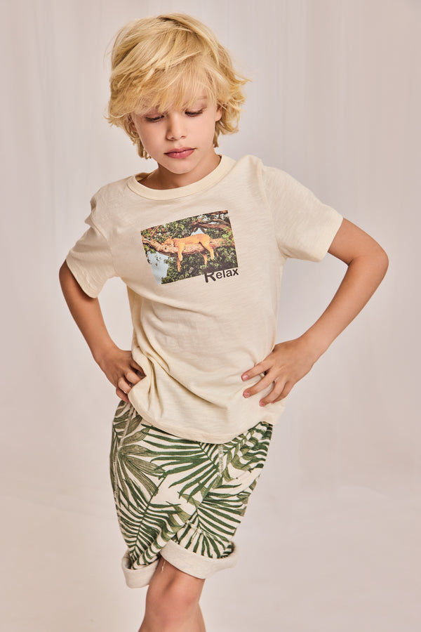 moremi RV shorts leaves 000115 - heather mastic