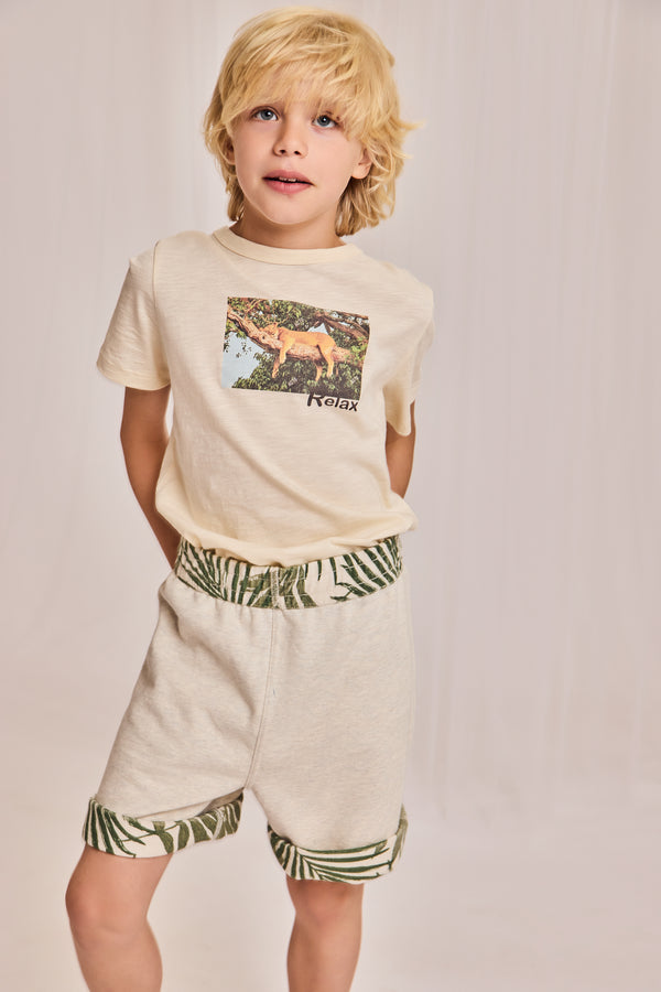 moremi RV shorts leaves 000115 - heather mastic