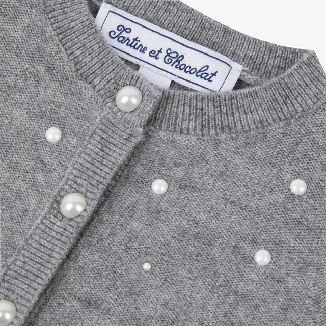 BABY PREPPY WINTER CARDIGAN 8 - Gris moyen chiné CB18141