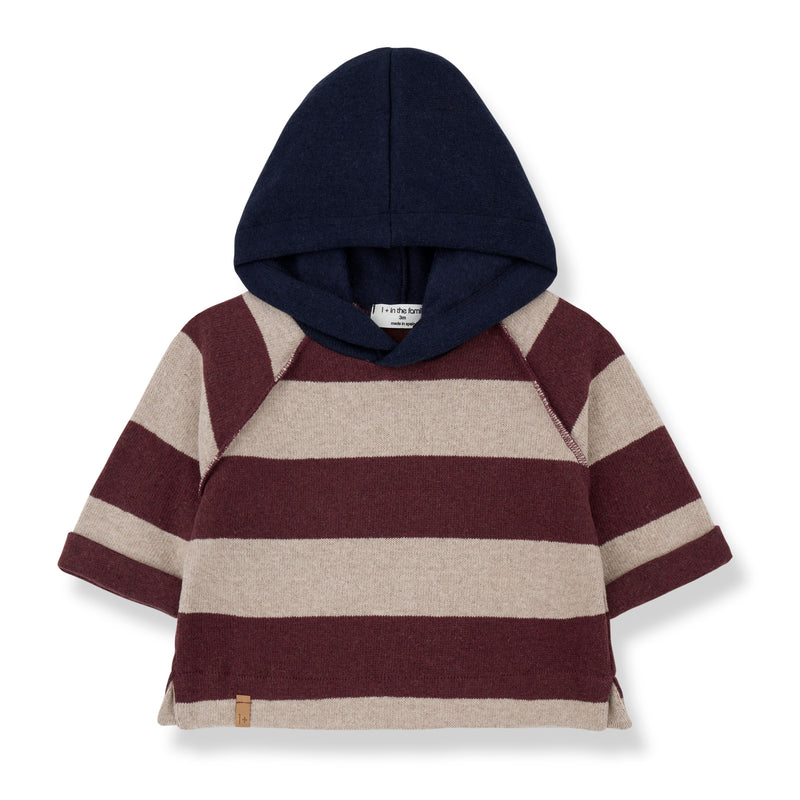JAKOB SOFT WIDE STRIPE FLEECE hooded sweater - melanzana