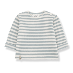 AUBIN SOFT STRIPED FLEECE l.sleeve t-shirt - nuvola (light blue)