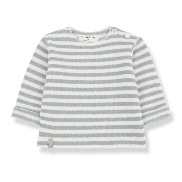 AUBIN SOFT STRIPED FLEECE l.sleeve t-shirt - nuvola (light blue)