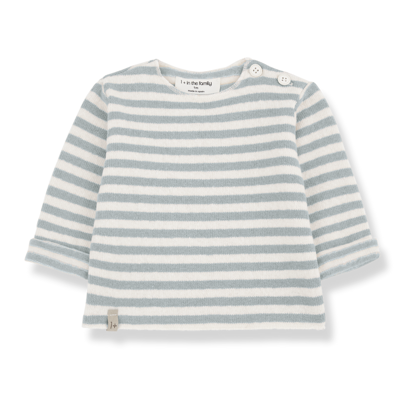 AUBIN SOFT STRIPED FLEECE l.sleeve t-shirt - nuvola (light blue)