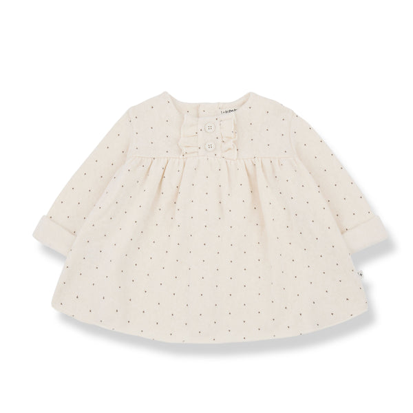 CLAIRE SOFT PRINTED FLEECE dress - ecru