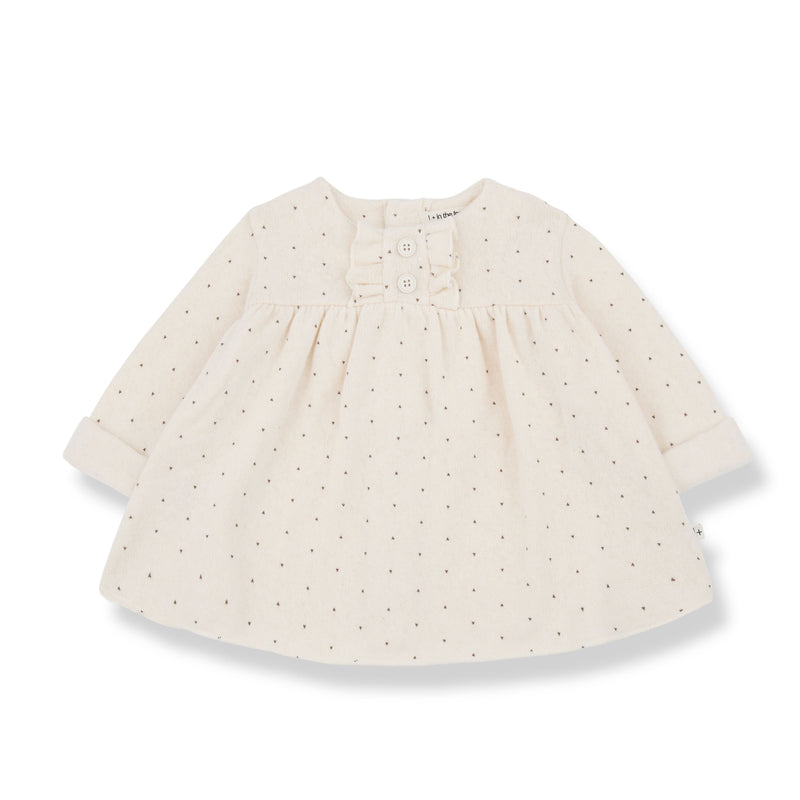CLAIRE SOFT PRINTED FLEECE dress - ecru
