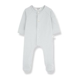 PHILIPE STRIPED ORGANIC JERSEY jumpsuit w/feet - nuvola (light blue)