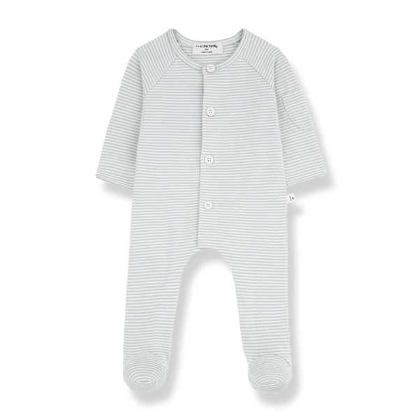 PHILIPE STRIPED ORGANIC JERSEY jumpsuit w/feet - nuvola (light blue)