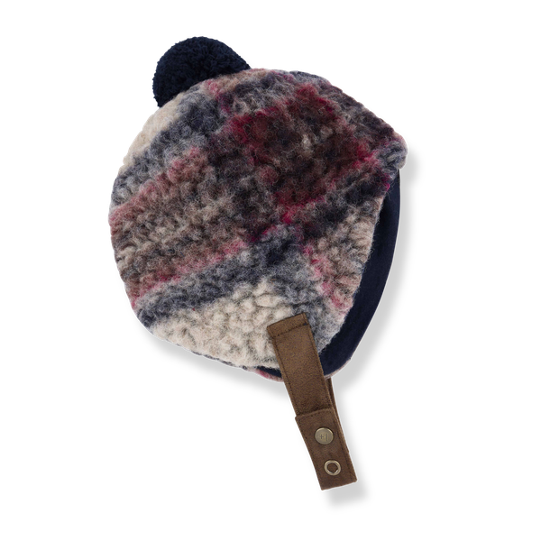 ERIK CHECK FURRY beanie - dark-blue
