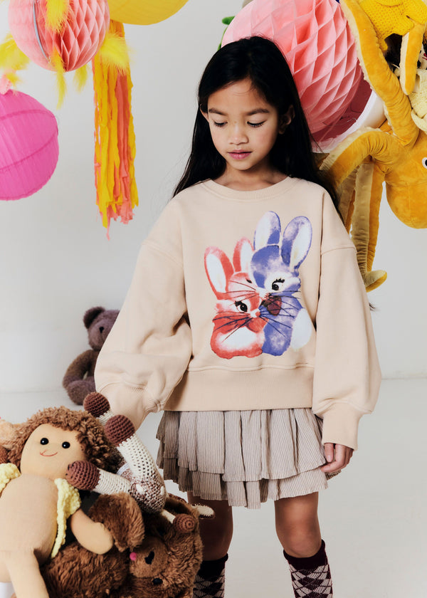 YCON GIRLS SWEAT WITH PRINT - BUNNY BARLEY