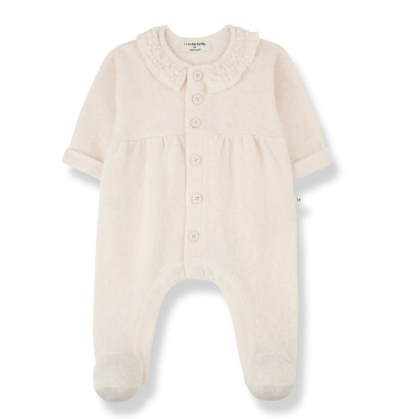 HELEN SOFT CAPSULE FLEECE jumpsuit w/feet - ecru