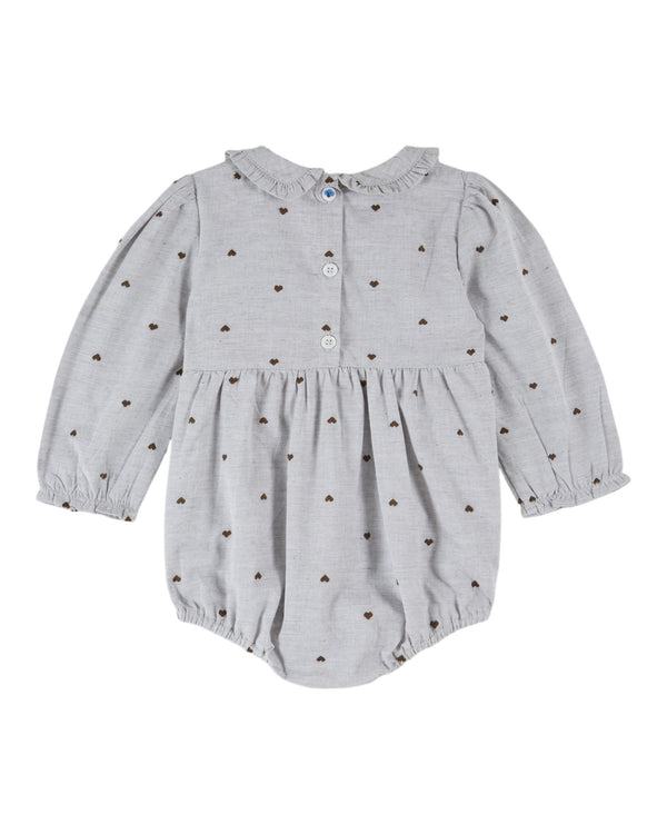 HEART SMOCKED BABY ROMPER AC205 - COEUR