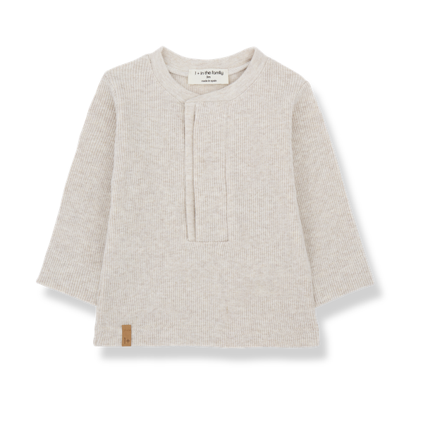 RALF PLAIN RIB JERSEY henley t-shirt - rice