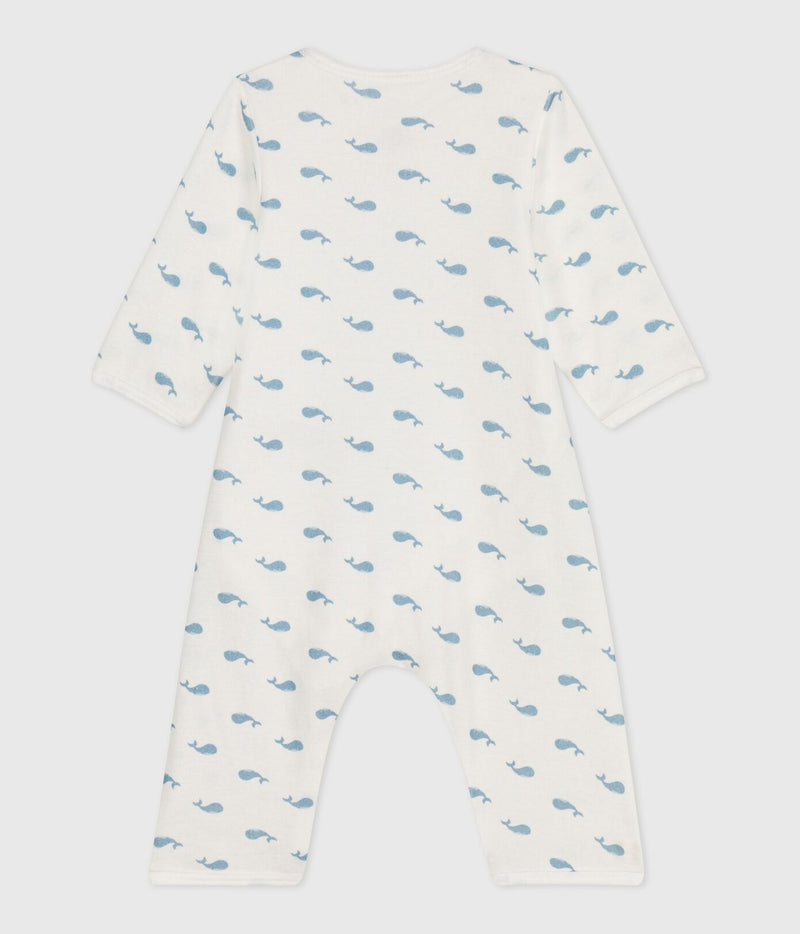A0E0L Footless Sleepsuit - MARSHMALLOW/ ADRIATIC