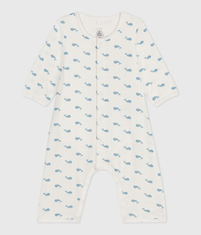 A0E0L Footless Sleepsuit - MARSHMALLOW/ ADRIATIC