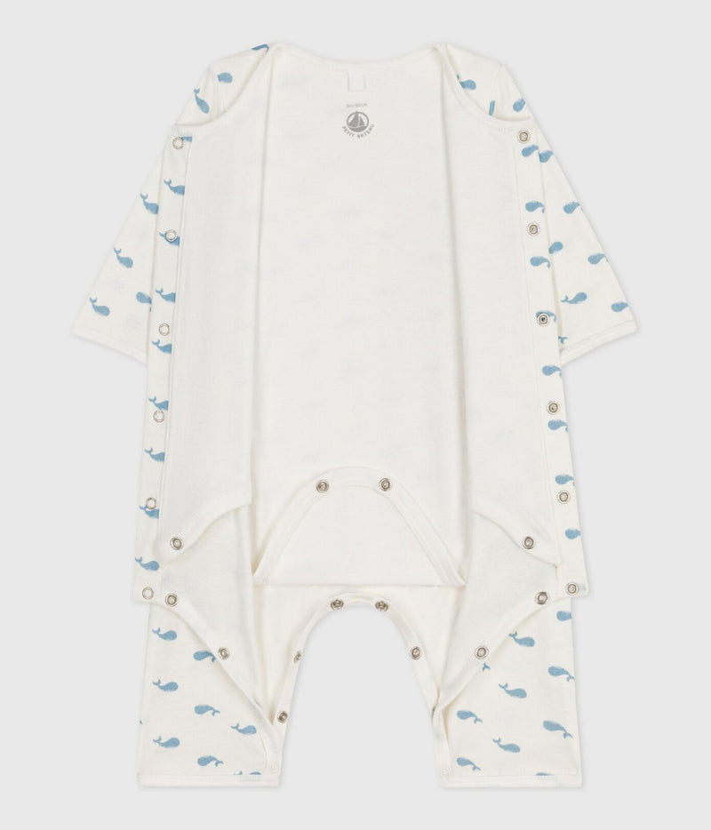 A0E0L Footless Sleepsuit - MARSHMALLOW/ ADRIATIC