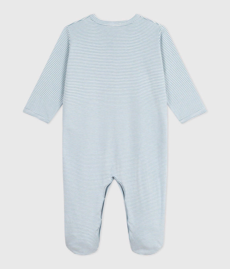 A0E2M Pinstripe Sleepsuit - ADRIATIC /MARSHMALLOW