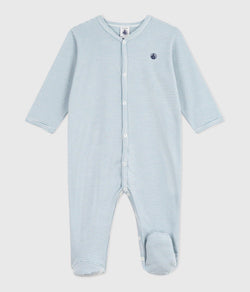 A0E2M Pinstripe Sleepsuit - ADRIATIC /MARSHMALLOW