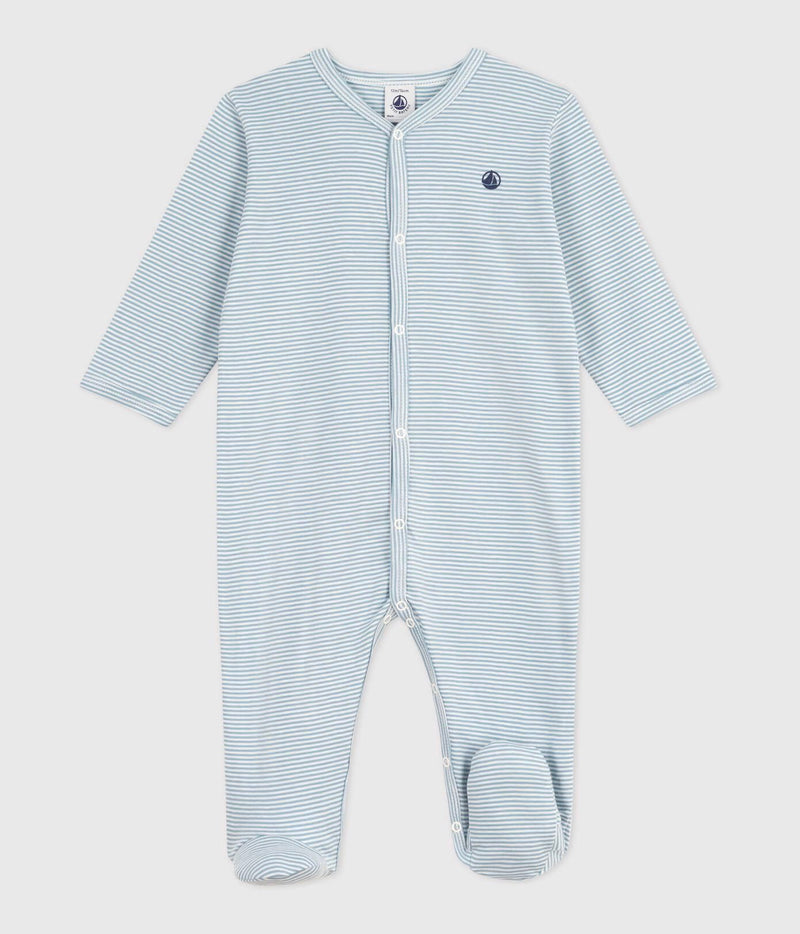 A0E2M Pinstripe Sleepsuit - ADRIATIC /MARSHMALLOW