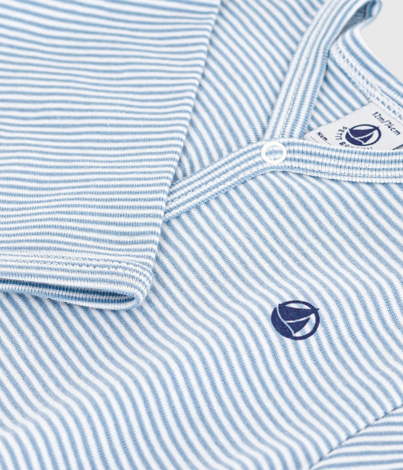 A0E2M Pinstripe Sleepsuit - ADRIATIC /MARSHMALLOW