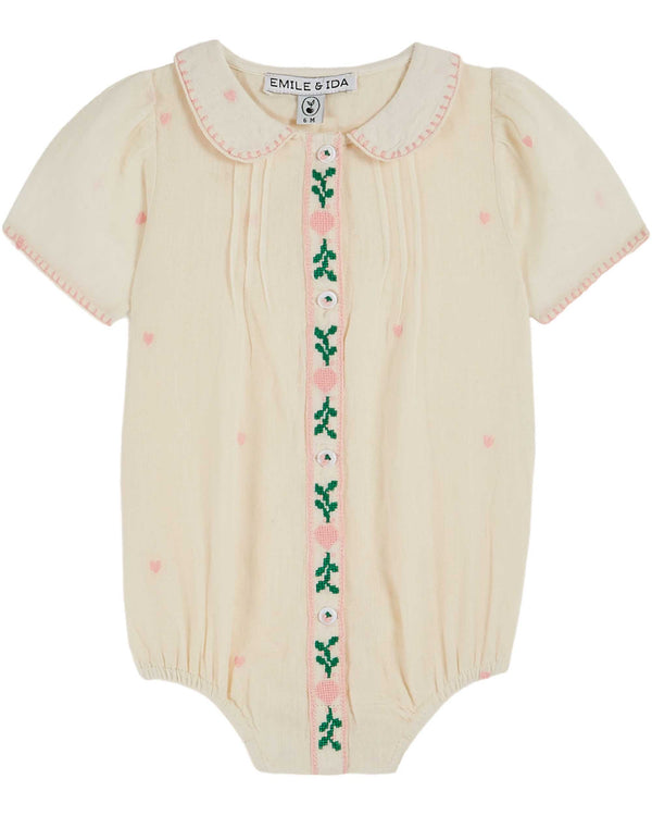 EMBROIDERED ROMPER - ECRU