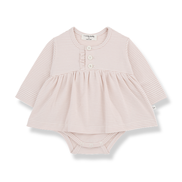 IDA STRIPED ORGANIC JERSEY dress w/body - nude