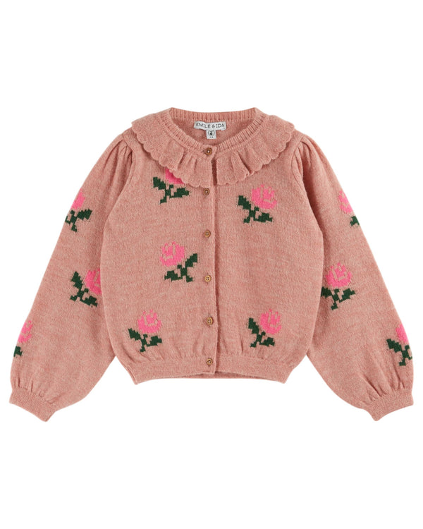 FLOWERS CARDIGAN AC124 - ROSE