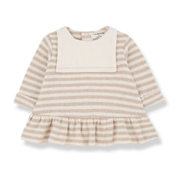 CLAUDETTE SOFT STRIPED FLEECE dress - beige