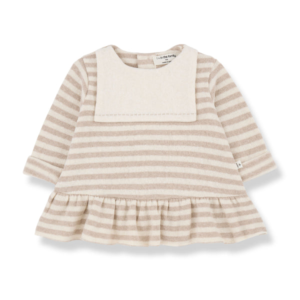 CLAUDETTE SOFT STRIPED FLEECE dress - beige