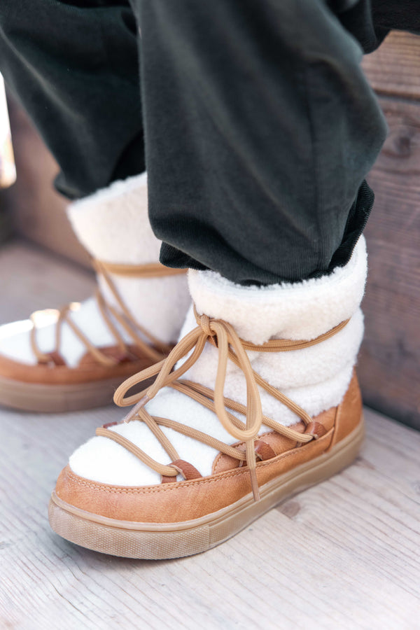 BASIL SKIMO BOUCLETTE - OFF WHITE-CAMEL