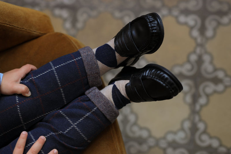 ROBIN BIG CHECK FLEECE pants - dark-blue