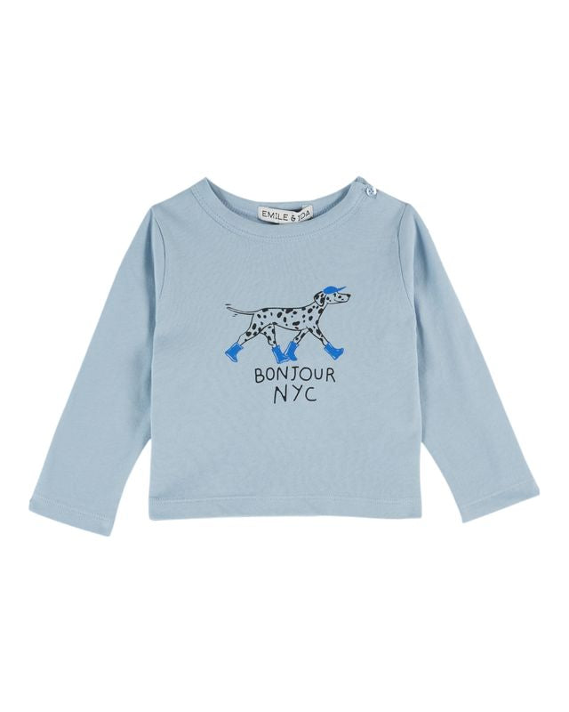 DOG PATTERN TEE SHIRT AC126A - CIEL