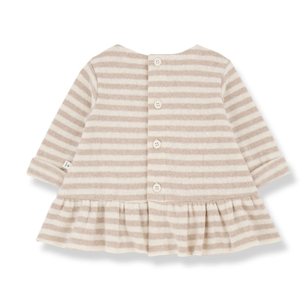CLAUDETTE SOFT STRIPED FLEECE dress - beige