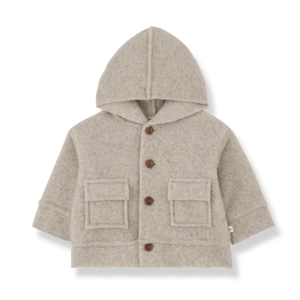 ELIAS RECYCLED WOOL hooded jacket - tortora