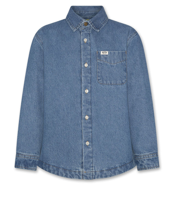 lou quilted denim shirt - 001011 - wash middle