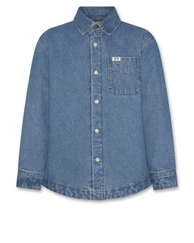 lou quilted denim shirt - 001011 - wash middle