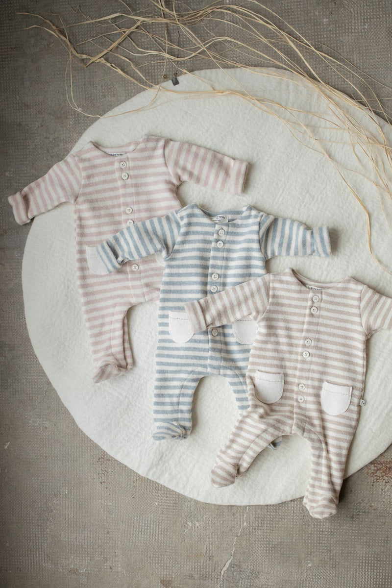 MILO SOFT STRIPED FLEECE jumpsuit w/feet - nude (light pink)