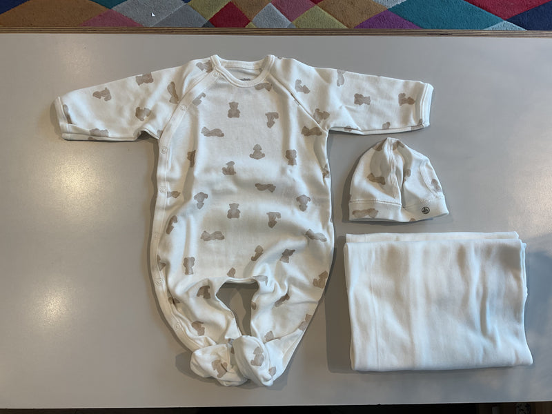 A0E0Q BABIES' GIFT BOX IN PRINTED COTTON - MARSHMALLOW /BRUN