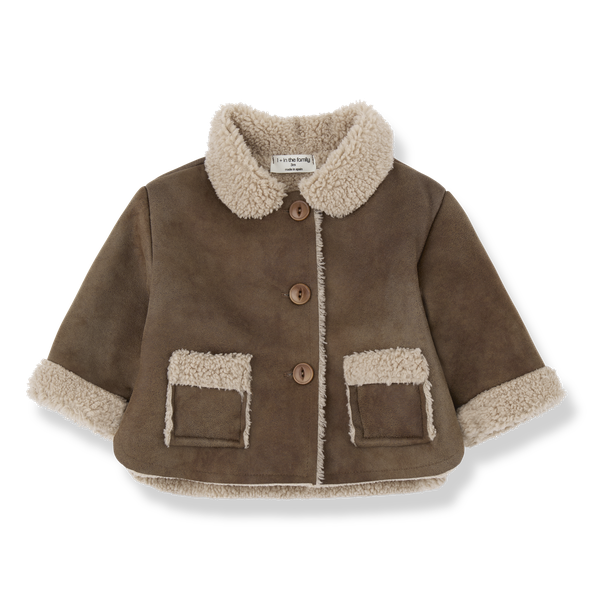 FILIPPA FAUX FUR collar jacket - brown