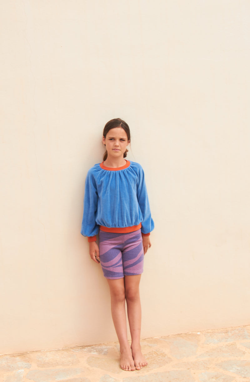 25111 Soft Velour Sweatshirt - Blue Red